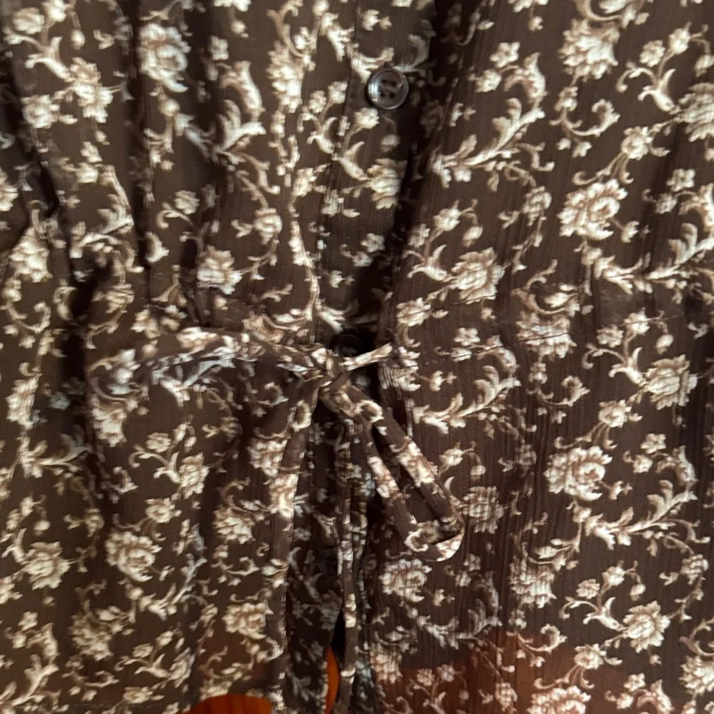 Liz & Co Floral Sleeveless Blouse - Brown Lined Sleeveless Blouse Size L